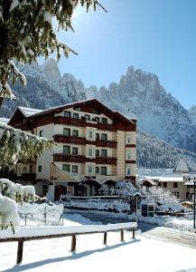 圣马蒂诺-迪卡斯特罗扎莱蒂齐亚酒店的一座山地雪地建筑