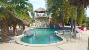 克拉伦代克AquaVilla Bonaire的度假村内带水滑梯的游泳池