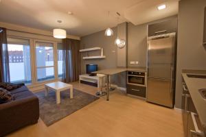 维多利亚-加斯特伊兹伊伦纳斯公寓的带沙发的客厅和厨房