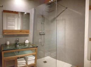塔卢瓦尔180度湖景别墅的带淋浴和盥洗盆的浴室