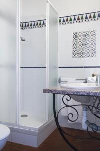 普罗普里亚诺Le Lido的带淋浴和盥洗盆的浴室
