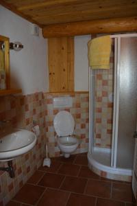 普拉哈季采查鲁帕安布拉山林小屋的一间带卫生间和水槽的浴室