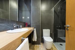 大加那利岛拉斯帕尔马斯Suites Garden Loft Munch的一间带水槽、卫生间和淋浴的浴室