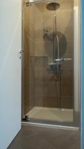 卡斯特拉巴特滨海Il Melograno B&B的浴室里设有玻璃门淋浴