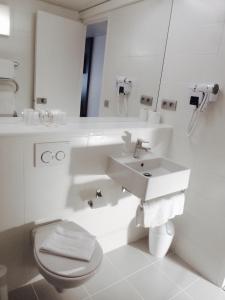 布雷西尔盖缇涅斯阁酒店的白色的浴室设有水槽和卫生间。