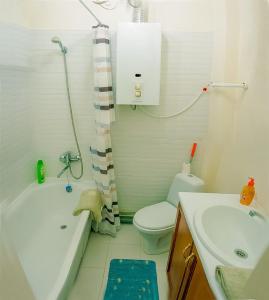 尼古拉耶夫Apartments on Sobornaya Street near the waterfront的浴室配有卫生间、浴缸和水槽。