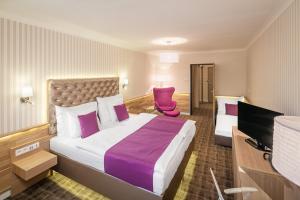 哈拉霍夫哈拉霍夫皮特劳恩康体酒店的酒店客房设有一张大床和一台电视机。