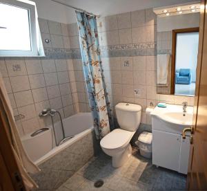 法里拉基涅斐勒公寓酒店的浴室配有卫生间、浴缸和水槽。