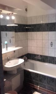 康斯坦察Apartment Nucu I的带浴缸和盥洗盆的浴室