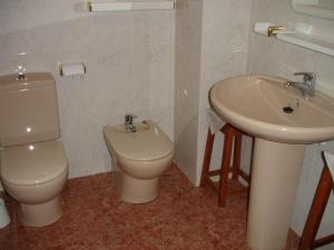奥罗佩萨德尔马Apartamentos Raymar的一间带卫生间和水槽的浴室