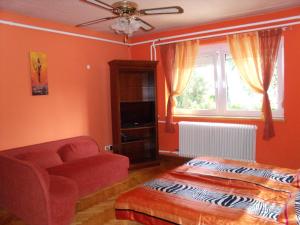凯希道库什塔尼维奥拉温德加公寓的卧室配有床、椅子和窗户。