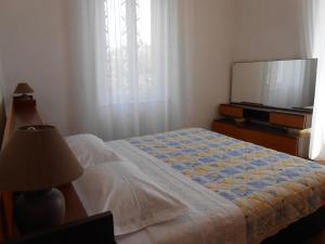 拉斯托伏Apartment Petar的一间卧室配有一张床和一台平面电视