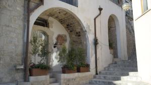 莫迪卡Casa MaFaCò的植物盆栽建筑的入口