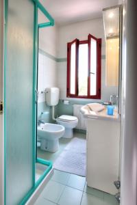 利多迪耶索罗Daina Residence的浴室配有卫生间、盥洗盆和淋浴。