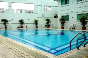 新加坡Hotel 81 Tristar的植物群中的一座大型游泳池