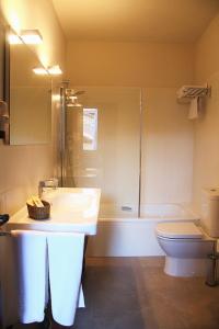 桑提亚纳德玛阿尔塔米拉酒店的一间带水槽、淋浴和卫生间的浴室