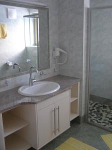 平茨高谷地霍勒尔斯巴赫Appartements Luegeck的一间带水槽、镜子和淋浴的浴室