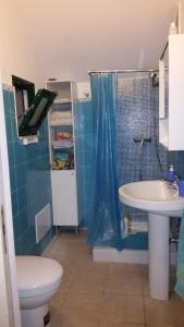 丽都玛里尼Lido Marini的一间带水槽、卫生间和淋浴的浴室