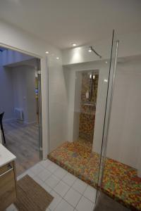 波尔多Esprit Bordelais的一间房间里带玻璃门的淋浴