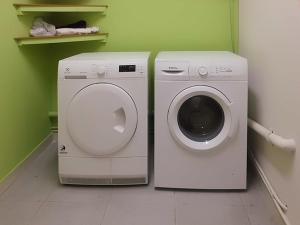 拉林Hostal Caracas的客房内的洗衣机和洗衣机