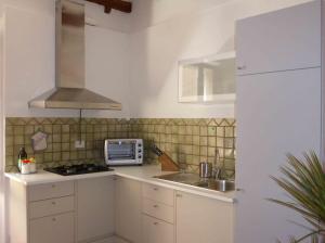 阿尔盖罗老城公寓的一间带水槽和微波炉的小厨房