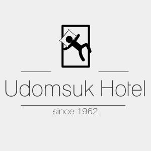 沙敦乌多姆苏克酒店的带有手 ⁇ 照片的酒店标志