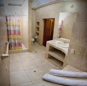 阿雷基帕布巴马拉旅馆的一间带水槽和淋浴的浴室