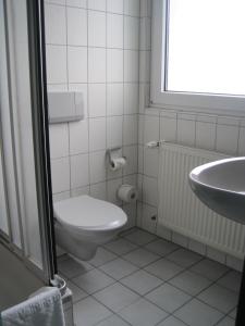 斯图加特斯图加特-维辛根商务酒店及公寓的一间带卫生间和水槽的浴室