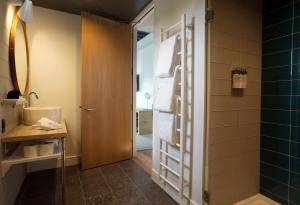 罗克兰美茵250酒店的带淋浴的浴室和玻璃门
