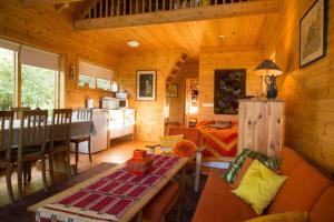 惠拉盖尔济Beautiful Cottage in Hveragerdi的小木屋的客厅和厨房