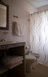 比亚莱特马西Apart Cabañas El Tala的一间带卫生间、水槽和镜子的浴室