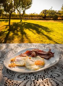 佩拉托拉达Hotel Mas Rabiol -Costa Brava-Emporda-Only Adults的公园桌子上一盘早餐