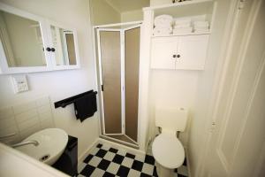 斯特拉特福德里根住宿加早餐旅馆的一间带卫生间和淋浴的小浴室
