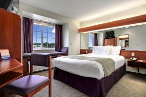 布里奇波特Microtel Inn & Suites by Wyndham Bridgeport的配有一张床和一张书桌的酒店客房