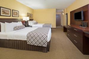 丹佛丹佛国际机场皇冠假日酒店的酒店客房设有两张床和一台平面电视。