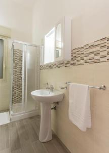 伯吉维奇B&B Isole Dello Stagnone的白色的浴室设有水槽和淋浴。