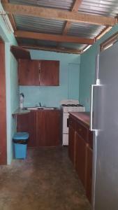 圣伊格纳西奥Clarissa Falls Resort的厨房配有冰箱和水槽