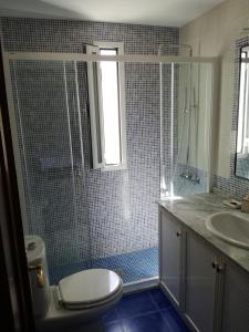 桑卢卡尔-德巴拉梅达Atico Infanta Eulalia的浴室配有卫生间、淋浴和盥洗盆。