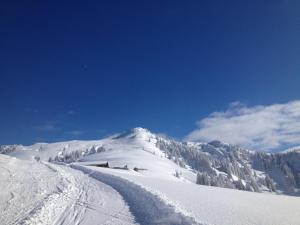 基茨比厄尔WS公寓的雪覆盖的山,有滑雪道