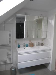 迪尔贝克波德杰姆住宿加早餐旅馆的白色的浴室设有水槽和镜子