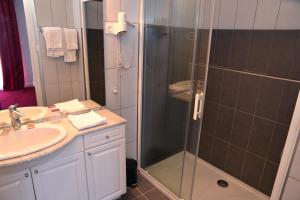 欧里亚克广场酒店的带淋浴和盥洗盆的浴室