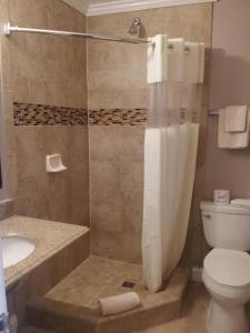 隆波克隆波克莲花 - 绝佳待客旅馆的带淋浴、卫生间和盥洗盆的浴室