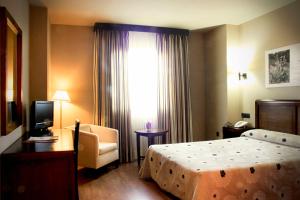 迪拉尔Hotel Zerbinetta的酒店的客房 - 带一张床、椅子和窗户