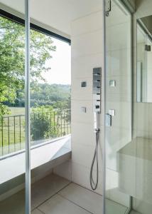 TerruggiaGlass House & SPA - DCA Certified -的带窗户的浴室内的玻璃淋浴间