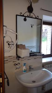 皮亚诺·德勒·皮耶韦阿西西桑园酒店的一间带水槽和大镜子的浴室
