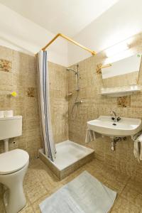 费拉赫Bed&Breakfast Lausegger的浴室配有卫生间、盥洗盆和淋浴。