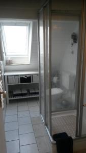 温特贝格希尔德菲尔德史图布亨酒店的带淋浴的浴室和玻璃门