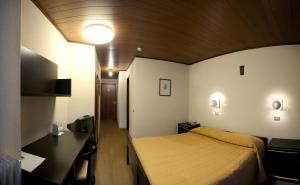 蓬泰迪莱尼奥米莱拉酒店的酒店客房配有一张床、一张书桌和一张书桌。