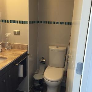 阿尔加罗沃Arenamaris Apartment的一间带卫生间和水槽的小浴室