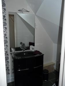 叙埃夫尔拉贝格里住宿加早餐旅馆的浴室设有黑色水槽和镜子